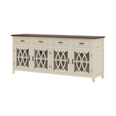 French Arched Indian Solid Wood 4 Drawers Extra Large Long Sideboard